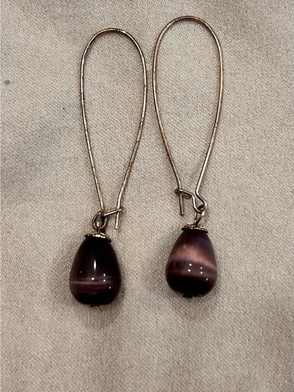 Purple Teardrop Glass Bead Dangle Earrings - Women Jewelry